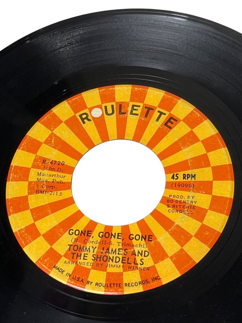 Tommy James & The Shondells 45 RPM "I Think Were Alone Now" Roulette Records R17 - Picture 4 of 4